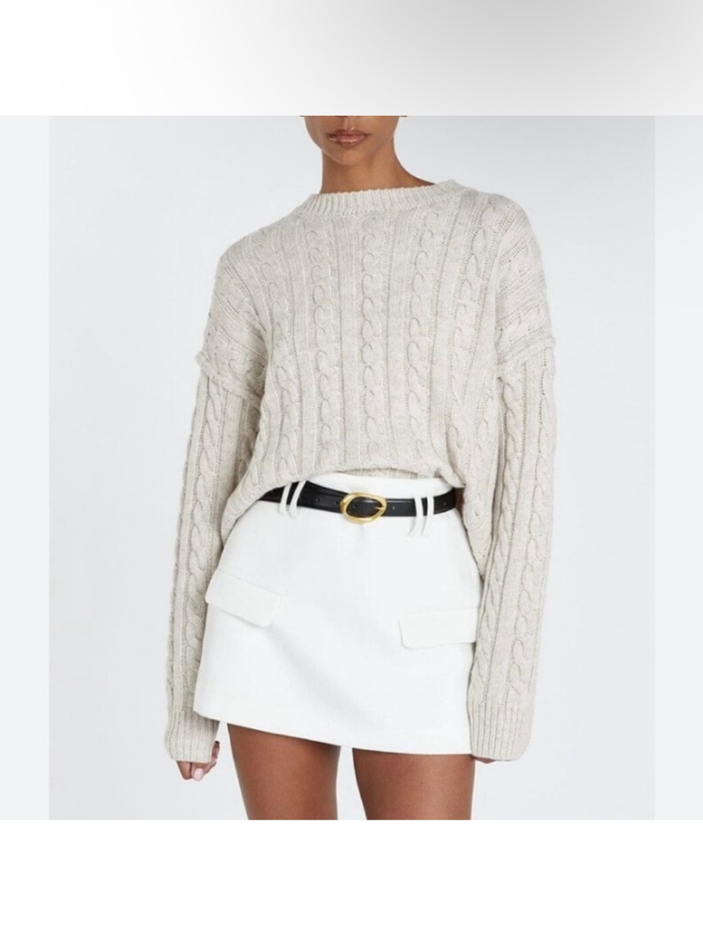 DISSH Chalk Marle Cable Knit Jumper Sweater